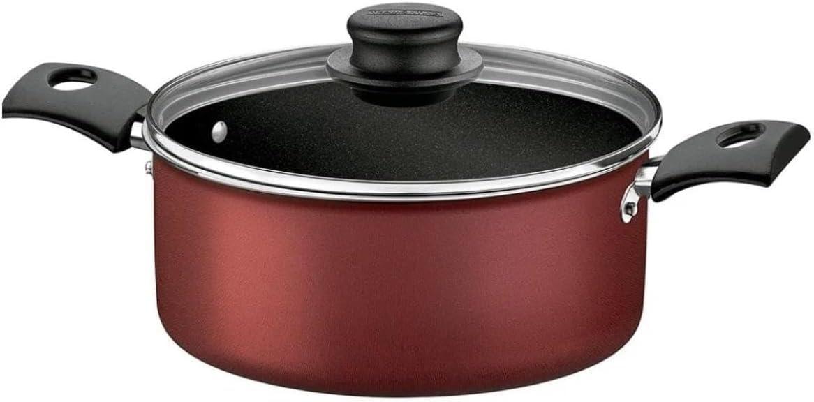 Jogo de Panelas Tramontina Turim em Alumínio com Revestimento Interno e Externo em Antiaderente Starflon Max Vermelho 11 Peças