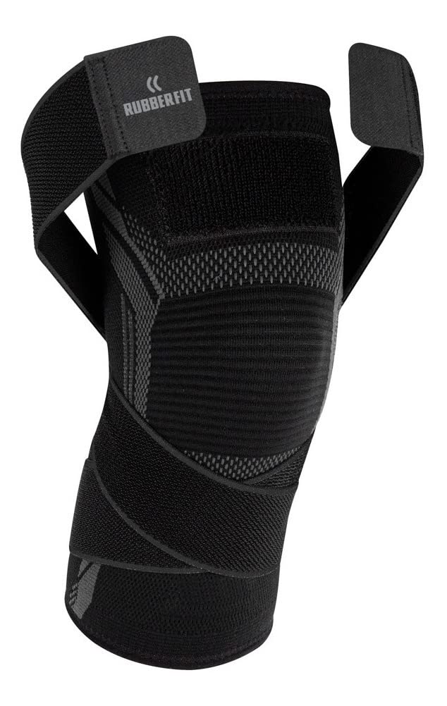 Joelheira de Compressão Armor Strap Elástica Ortopédica Profissional Premium Rubber Fit (Preto, M)