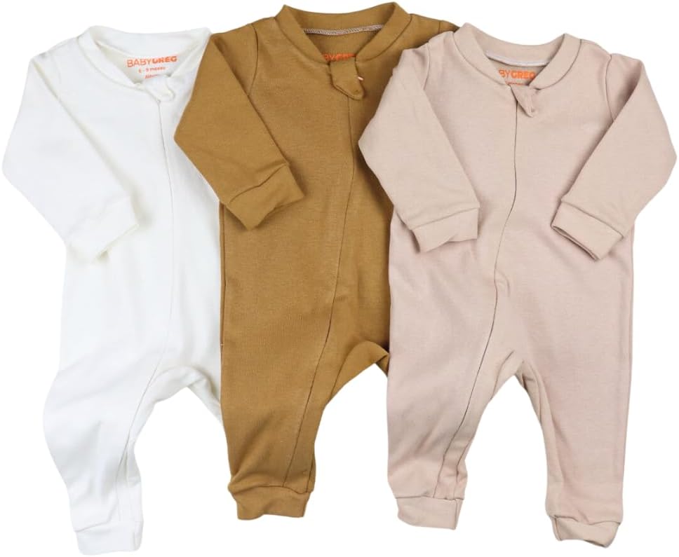 Combo 3 Macacão Minimalista para Bebês de 0 a 12 Meses - Tecido Respirável de Algodão, Abertura em Zíper