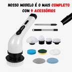 Esfregão Elétrico Profissional 9 em 1 Recarregável Mop 360º Sem Fio Potente Portátil Limpeza Pesada Banheiro Cozinha Piso Azulejo Janela Escova Multiuso Compacto Giratório Casa Premium Ajustavel