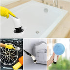 Esfregão Elétrico Profissional 9 em 1 Recarregável Mop 360º Sem Fio Potente Portátil Limpeza Pesada Banheiro Cozinha Piso Azulejo Janela Escova Multiuso Compacto Giratório Casa Premium Ajustavel