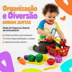 Kit de Frutas de Brinquedo com Tábua de Cortar, 23 Peças, Cesta Vermelha