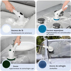 Esfregão Elétrico Profissional 9 em 1 Recarregável Mop 360º Sem Fio Potente Portátil Limpeza Pesada Banheiro Cozinha Piso Azulejo Janela Escova Multiuso Compacto Giratório Casa Premium Ajustavel