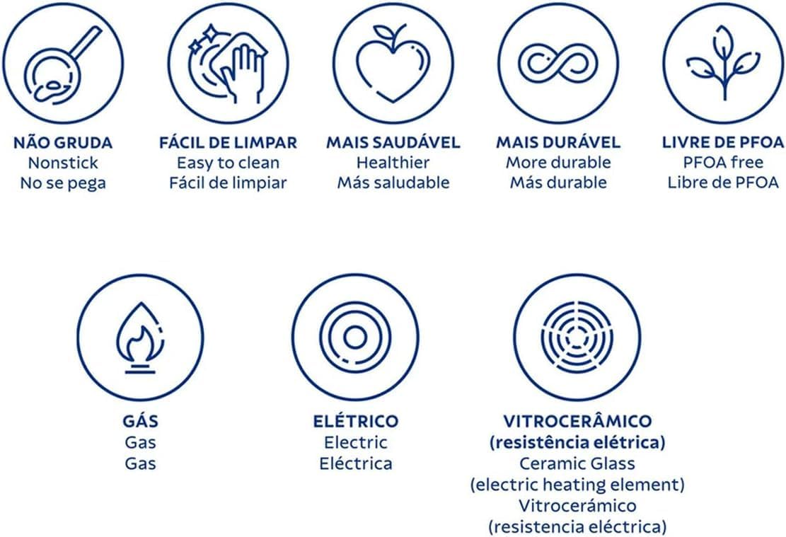 Jogo de Panelas Tramontina Turim em Alumínio com Revestimento Interno e Externo em Antiaderente Starflon Max Vermelho 11 Peças