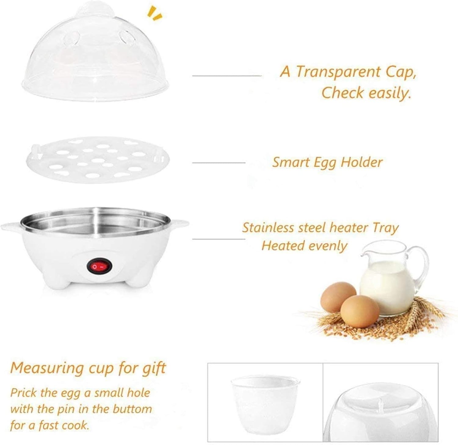 Cozedor Elétrico Vapor Cozinha Multi Funções Ovos Egg Cooker - Variada M7MIX