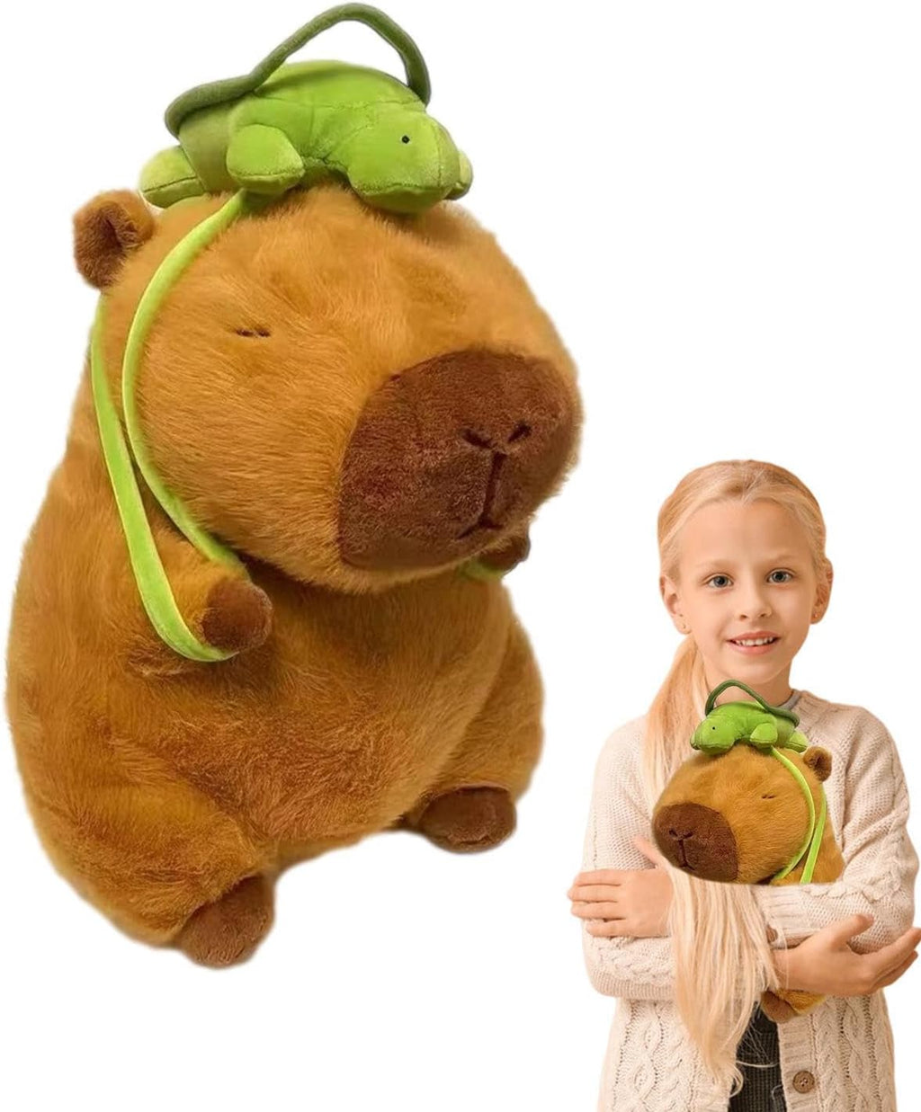 Brinquedo de Pelúcia Capivara de Desenho Animado, Mini Boneca com Mochila de Tartaruga, Boneca de 23 cm, Travesseiro de Pelúcia para Crianças
