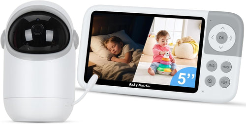 Babá Eletrônica com Monitor 5" HD, Baba Eletrônica sem Wi-Fi, Câmera com Visão Noturna e Áudio Bidirecional, Monitoramento com Zoom Digital, Ideal para Baby Monitor e Cuidados Infantis