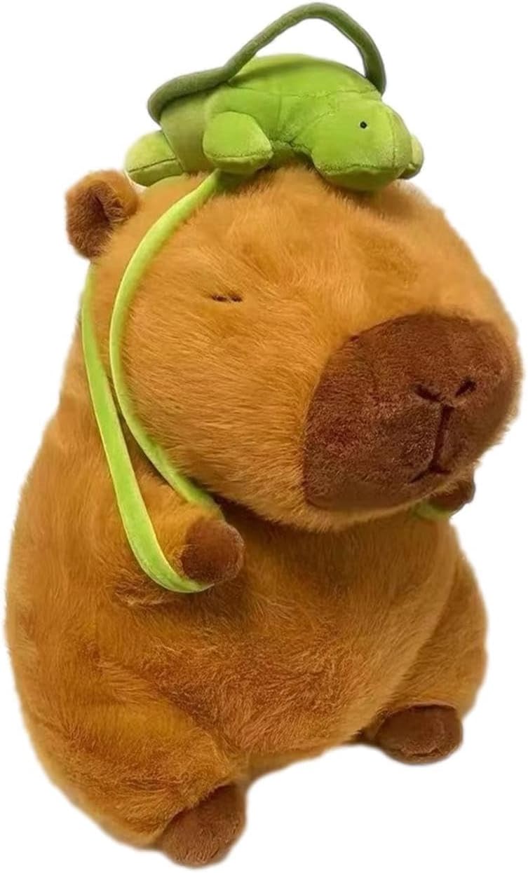 Brinquedo de Pelúcia Capivara de Desenho Animado, Mini Boneca com Mochila de Tartaruga, Boneca de 23 cm, Travesseiro de Pelúcia para Crianças