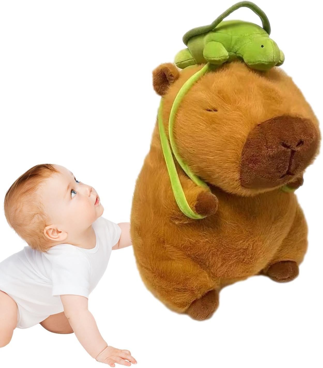 Brinquedo de Pelúcia Capivara de Desenho Animado, Mini Boneca com Mochila de Tartaruga, Boneca de 23 cm, Travesseiro de Pelúcia para Crianças