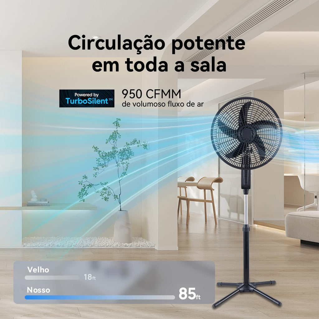 Ventilador de Coluna, Resfriamento, Silencioso, Design Slim para Casa Escritório (Preto, 110V, FS101)