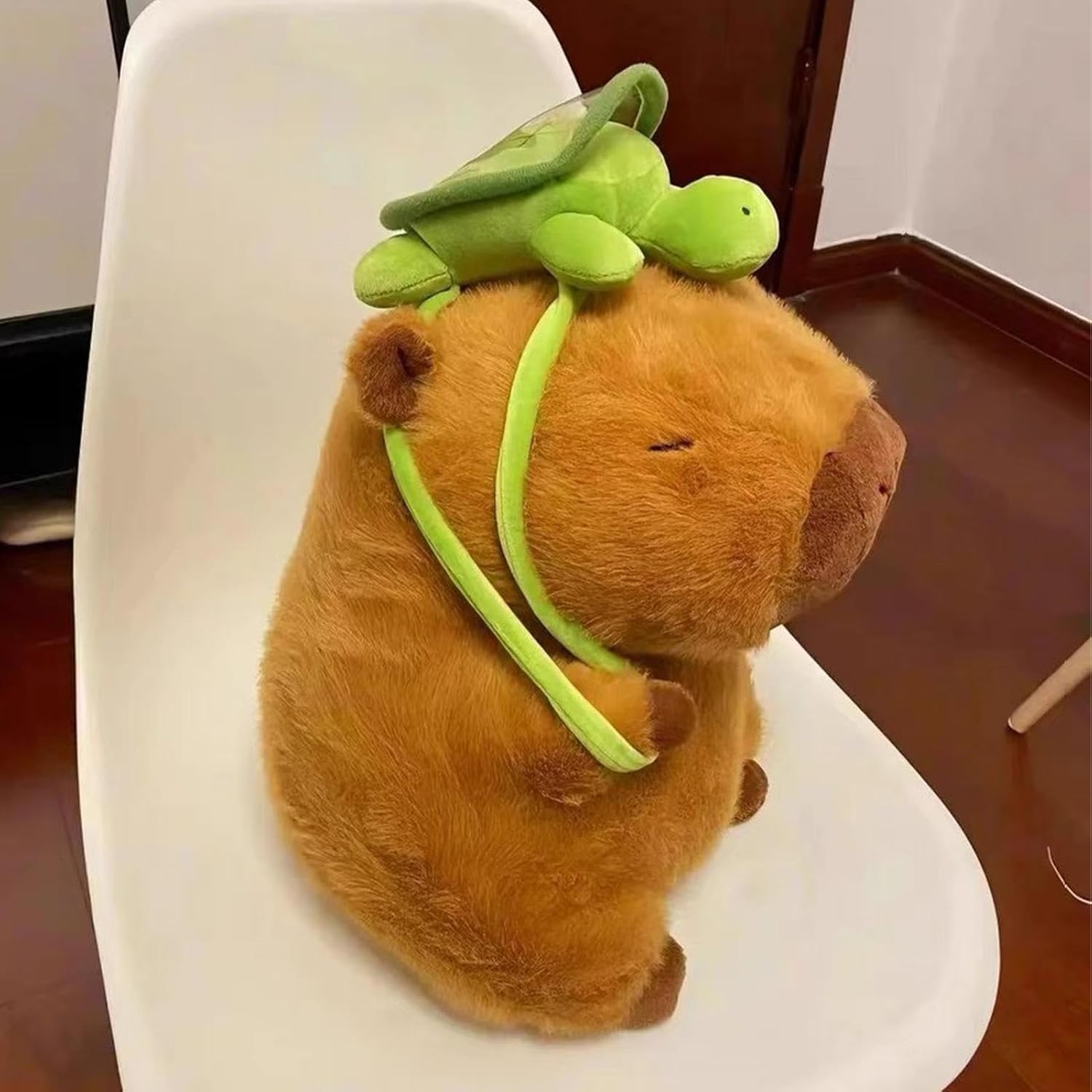 Brinquedo de Pelúcia Capivara de Desenho Animado, Mini Boneca com Mochila de Tartaruga, Boneca de 23 cm, Travesseiro de Pelúcia para Crianças