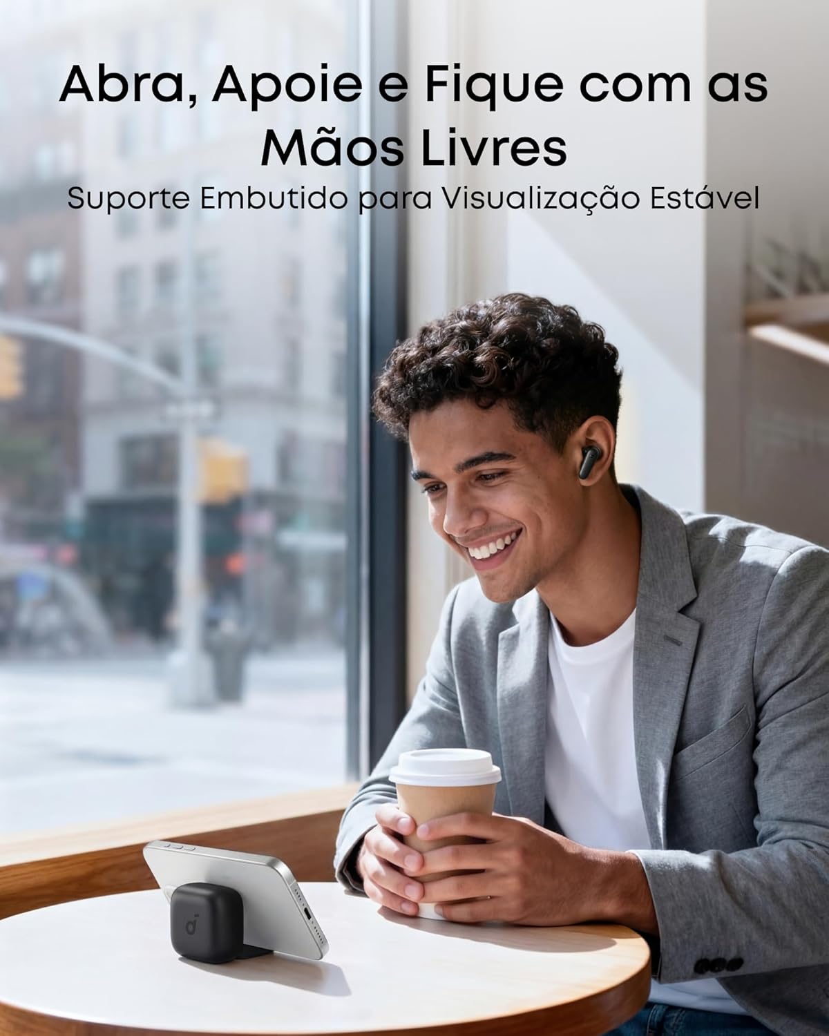 soundcore P30i da Anker, Fone de Ouvido Bluetooth 5.4 com Cancelamento de Ruído Adaptativo, Graves Poderosos, 45H de Reprodução, Estojo 2-em-1 com Suporte para Celular, IP54, Fone sem fio TWS, Preto