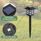 Kit 2 Luminária Solar de Jardim para Área Externa À Prova D'água - Balizador LED Decorativo para Gramado, Caminho - Branco Quente (Luz Amarela)