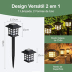 Kit 2 Luminária Solar de Jardim para Área Externa À Prova D'água - Balizador LED Decorativo para Gramado, Caminho - Branco Quente (Luz Amarela)