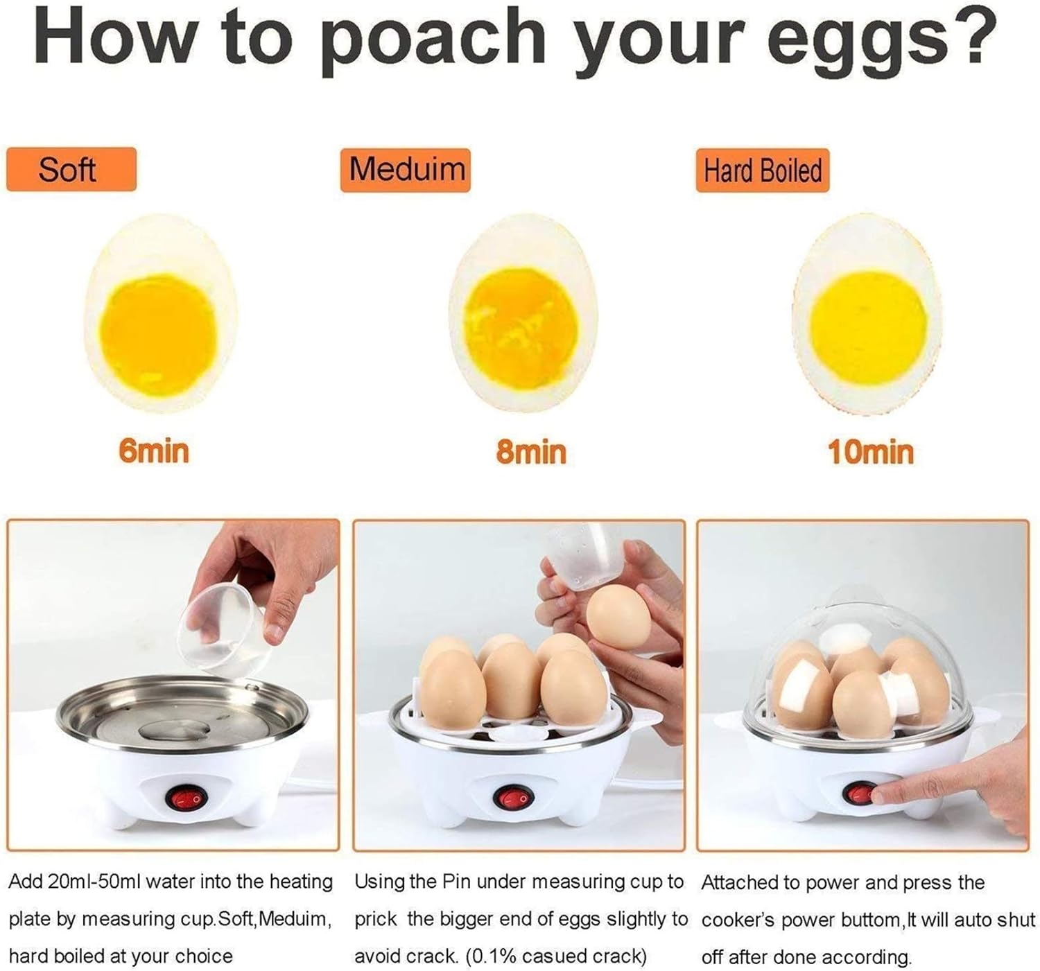 Cozedor Elétrico Vapor Cozinha Multi Funções Ovos Egg Cooker - Variada M7MIX