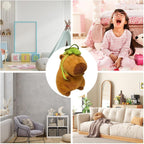 Brinquedo de Pelúcia Capivara de Desenho Animado, Mini Boneca com Mochila de Tartaruga, Boneca de 23 cm, Travesseiro de Pelúcia para Crianças