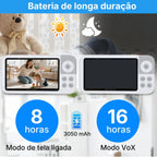 Babá Eletrônica com Monitor 5" HD, Baba Eletrônica sem Wi-Fi, Câmera com Visão Noturna e Áudio Bidirecional, Monitoramento com Zoom Digital, Ideal para Baby Monitor e Cuidados Infantis