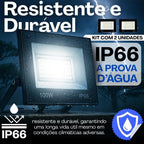 Kit com 2 Refletor LED Holofote 100W Branco Frio 6500K - IP66 à Prova d’Água Econômico para Jardim, Fachada e Quintal Premium