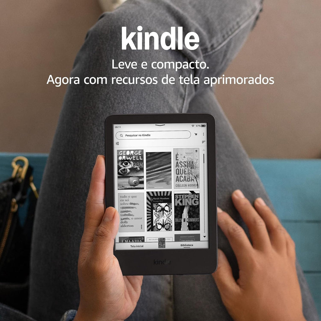 Kindle 16 GB (Geração mais recente) - Leve e compacto, com tela antirreflexo, trocas de página mais rápidas, luz frontal ajustável e bateria de longa duração - Cor Preta