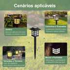 Kit 2 Luminária Solar de Jardim para Área Externa À Prova D'água - Balizador LED Decorativo para Gramado, Caminho - Branco Quente (Luz Amarela)